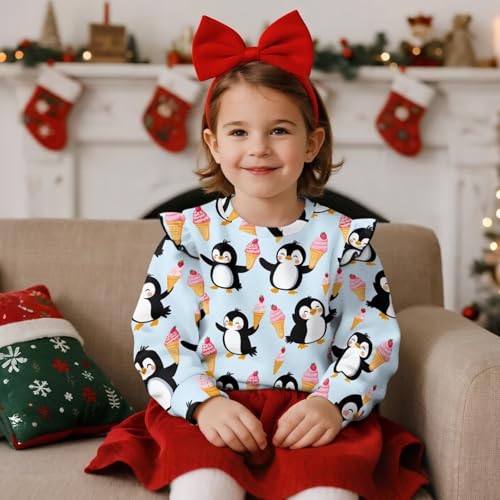 doginthehole Girls Crewneck Sweatshirts Kids Long Sleeve Shirts Cute Ruffle Shoulder Pullover Tops 1-8 Years3