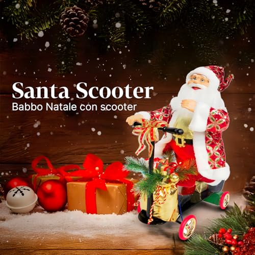 Père Noël avec scooter animé LED objet de décoration maison durable - 3
