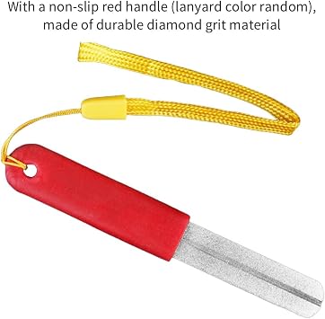 1Pcs V-Sharp Dart Sharpener with Red Handle Dual Grit Grinding Sharpening Stone for Steel Tip Darts and Fishing Hooks Dart Point Sharpener Reduce Burrs Keep Tips Sharp Darts Accessories
