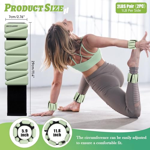 Image of BECOJADDE Ankle Weights Set of 2 (1 lb /2 lb /3 lb Each) Adjustable Wrist Weights for Women Men Wearable Arm Leg Weight for Pilates, Running, Walking, Workout, Yoga