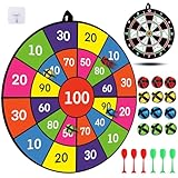 Dartscheibe Kinder, 74cm Kinder Klett Dartscheibe mit 12 Bällen & 12 Darts, Indoor Outdoor Spiele für Kinder Geschenke 3-12 Jahren Jungen Mädchen, Outdoor Spielzeug Gartenspielzeug Wurfspiel Ballspiel