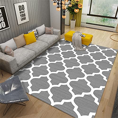 Tapis salon lavable résistant aux taches style géométrique doux - 2