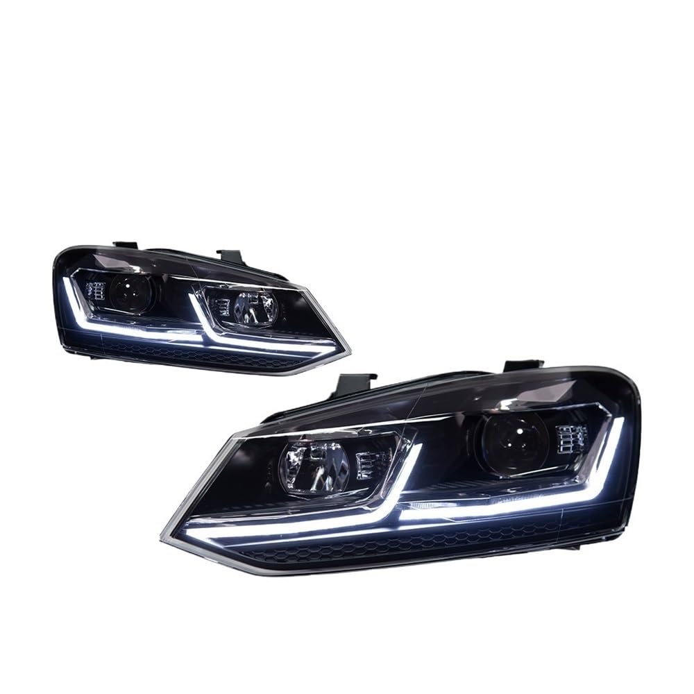 Auto Parts Compatible For VW POLO Headlights 2011-2018 GTI latest Styling Daytime Lights Dual Projector Car Accesorios Modified((SLIVER),RHD)