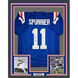 Framed Autographed/Signed Steve Spurrier 35x39 Florida Blue College Football Jersey JSA COA