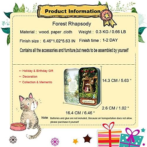 Vista 3 de Roroom Kit de casa de muñecas en miniatura y muebles, mini casa de muñecas de madera 3D, caja de modelo artesanal estilo teatro, con LED, idea