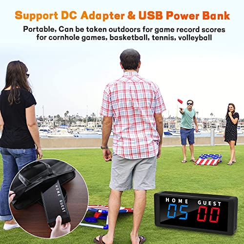 Naoeleii Scoreboard Score Keeper,Portable Tabletop Electronic Digital Scoreboards W/Remote For Corn Hole Basketball/Ping Pong/Volleyball/Table Tennis Sports, Indoor & Outdoor Games, Led Scoreboard #TOP4