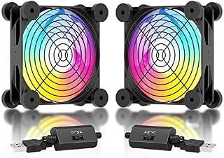 upHere 120mm Rainbow LED Quiet USB Powered Fans 5V Computer Cooling Fan with 3 speed control,Compatible for PC/Xbox/Playstation/TV Box,etc, N12U07