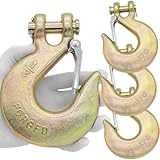 Terixe 1/2 in Clevis Slip Hook with Safety Latch 4 Pack - 22000LBS Capacity Heavy Duty Trailer Chain Hooks for Lifting, Winching, Towing & Industrial Use