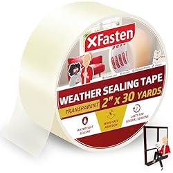 Persianas Anti Frio XFasten Cinta adhesiva transparente para puertas y ventanas, aislamiento de ventana, 5 cm x 27,4 m, para invierno, kit de sellado de ventana, no ensucia, protege de corrientes de aire frío