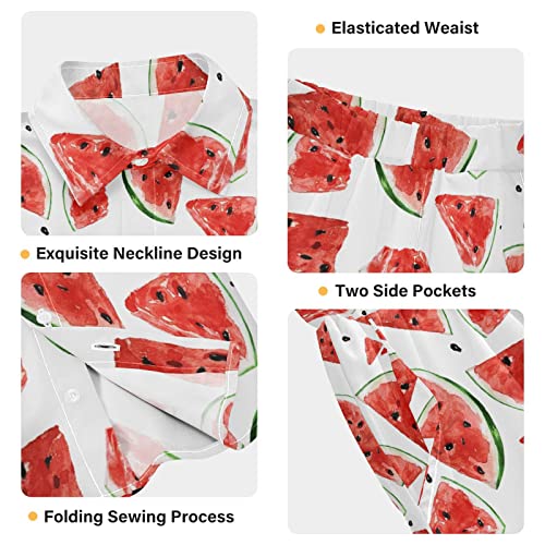 Image of CaTaKu Hawaiian Shirts for Boys 2 Pieces Button Down Shirt Short Sleeve and Short Set Kids Summer Outfits 3-10T