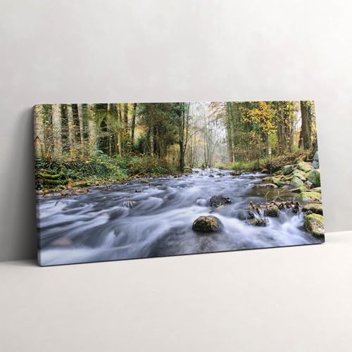 Grand tableaux 140x70cm ruisseau de montagne et décoration murale salon moderne