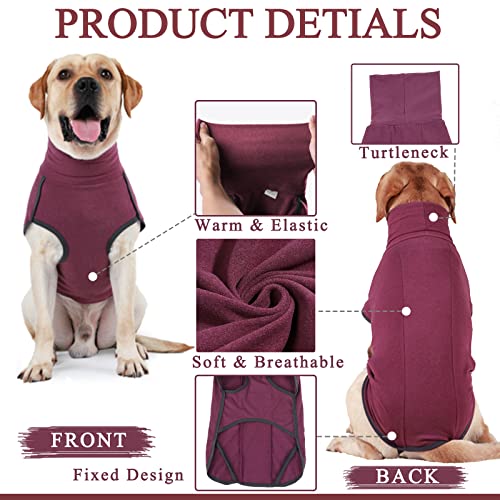 Hjyokuso Hundepullover - Fleece Pullover für kleine, mittelgroße & große Hunde - Warm & Leichter Hundepulli, Wintermantel & Outdoorhundemantel - Weinrot