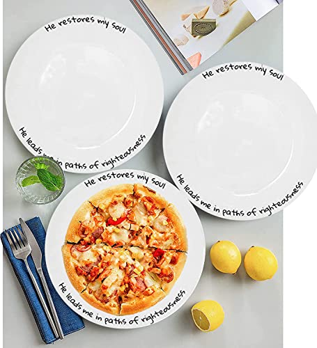 Chitchat Ware Porcelain Dinner Plates, 4Pcs White Round Dessert Or Salad Plate, Serving Dishes, Dinnerware Set, Scratch Resistant My Soul Set, Microwave & Dishwasher Safe (10.5-Inch) #TOP6