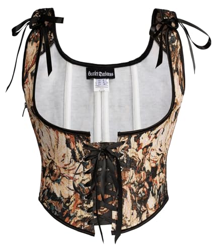 Image of Scarlet Darkness Women's Underbust Corset Top Renaissance Medieval Lace-up Boned Fairycore Pirate Corsets