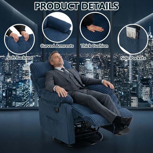 Sillón reclinable giratorio azul de cuerpo único miniatura 5