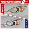 Headlight Assembly Pair for 2004-2009 Mazda 3 4DR Sedan Projector Chrome Housing Amber Reflector Left Right W/O Bulbs (Not Fit HID/Hatchback)