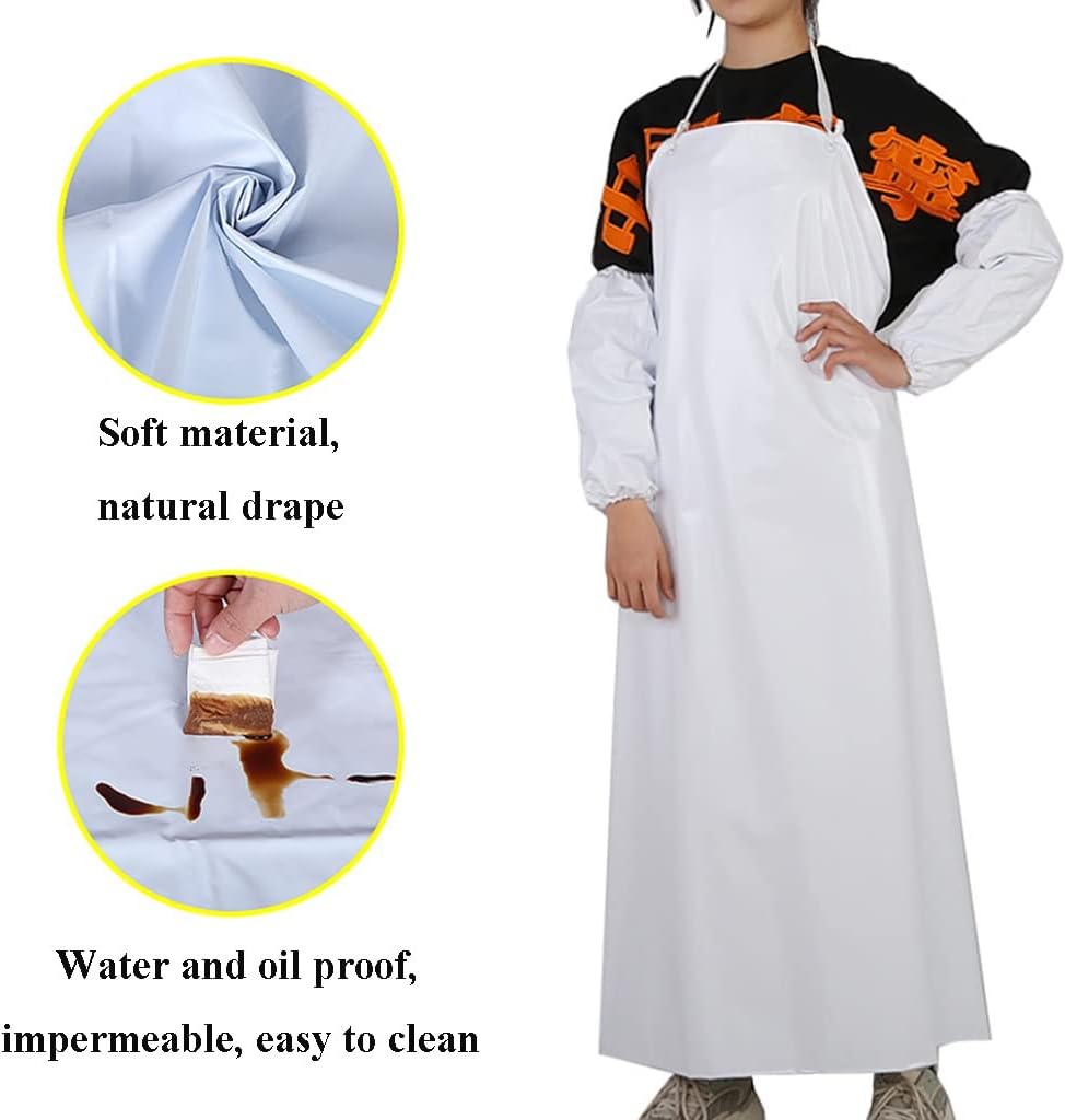 Waterproof Aprons,Apron Heavy Duty Work Apron, White Pvc Apron,Waterproof And Oil Proof Food Slaughter Aquatic Work Apron,Lengthened And Thickened Wear-resistant Apron(A1,120x90cm)