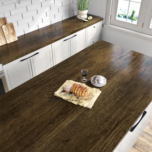 Papel pintado de madera marrón extraíble e impermeable para forrar mesas 2