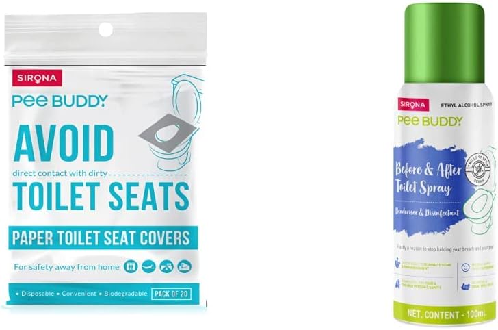 PEE BUDDY Before and After Toilet Spray/Toilet Seat Sanitizer - 100 ml with PeeBuddy Toilet Seat Covers - 20 Sheets