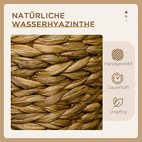 PawHut Kratztonne, Höhe 47 cm, Kratzturm mit 2 Ebenen, Katzenturm mit Kissen, Katzentonne mit 2 Höhlen, Spieltonne aus Wasserhyazinthe, Stahl, Hellbraun – Bild 5