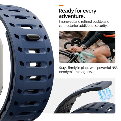 Image of X-it Magnetic Watch Band for Apple Watch Ultra 49mm, 46mm /45mm /44mm, Silicone Sport Strap with Strong Magnet for Men and Women, Compatible with Apple Watch Series 11 /10 /9 /8 /7 /6 /5 /4 /3 /2 /1 and SE