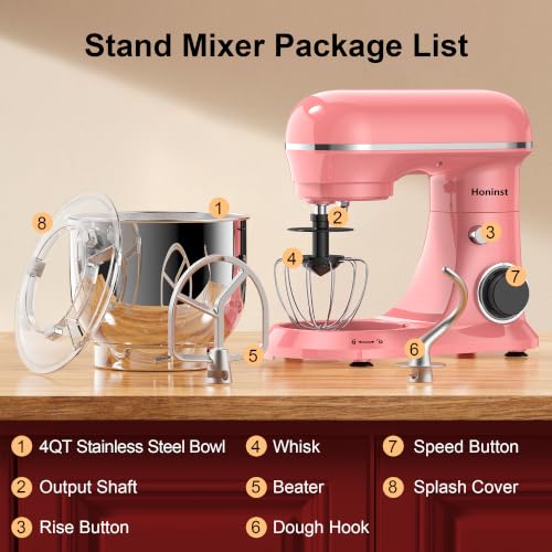 Image of Honinst 4QT Electric Stand Mixer, 10-Speed Tilt-Head Compact Kitchen Mixer