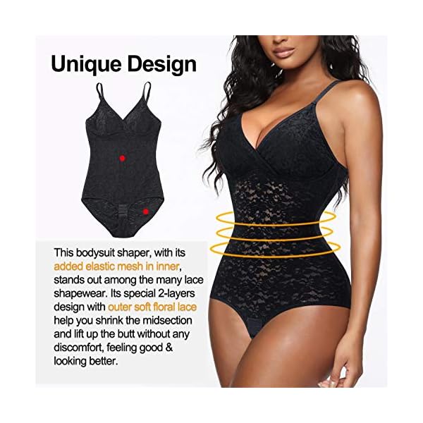 BRABIC-Lace-Bodysuit-for-Women-Tummy-Control-Shapewear-Sleeveless-Tops-V-Neck-Backless-Camisole-Jumpsuit-Shaper BRABIC Lace Bodysuit for Women Tummy Control Shapewear Sleeveless Tops V-Neck Backless Camisole Jumpsuit Shaper (Black, Medium)