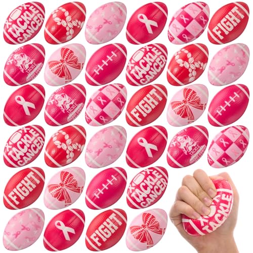 Meooeck 36 Pcs Breast Cancer Awareness Balls Bulk Pink Ribbon Ball