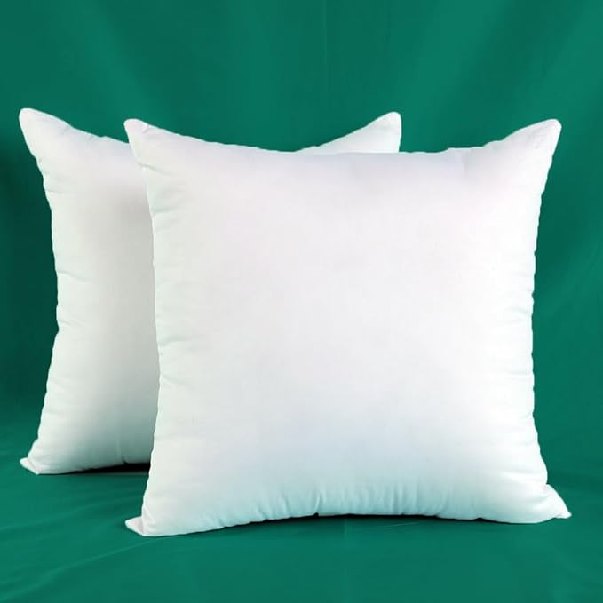 Set of 2 Ultra Plump Cotton Fabric 18 x 18 Inches Throw Pillow Inserts, Down Alternative Couch Pillow Inserts Bed Pillows for Decorative Pillow Covers.