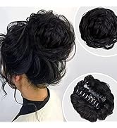 DeeThens Messy Hair Bun Hairpieces Curly Clip in Claw Hair Hairpieces Natural Wavy Curly Combs ad...