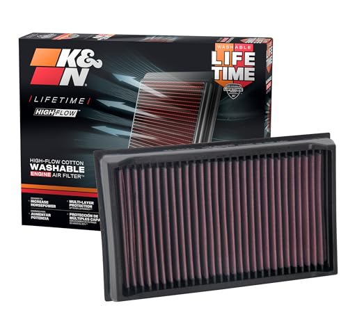 K&N High-Flow Original Lifetime Engine Air Filter: Increase Power: Premium, Washable: Compatible with 2018-2025 Volkswagen: Bora, Golf, Jetta, Taos, 33-5084