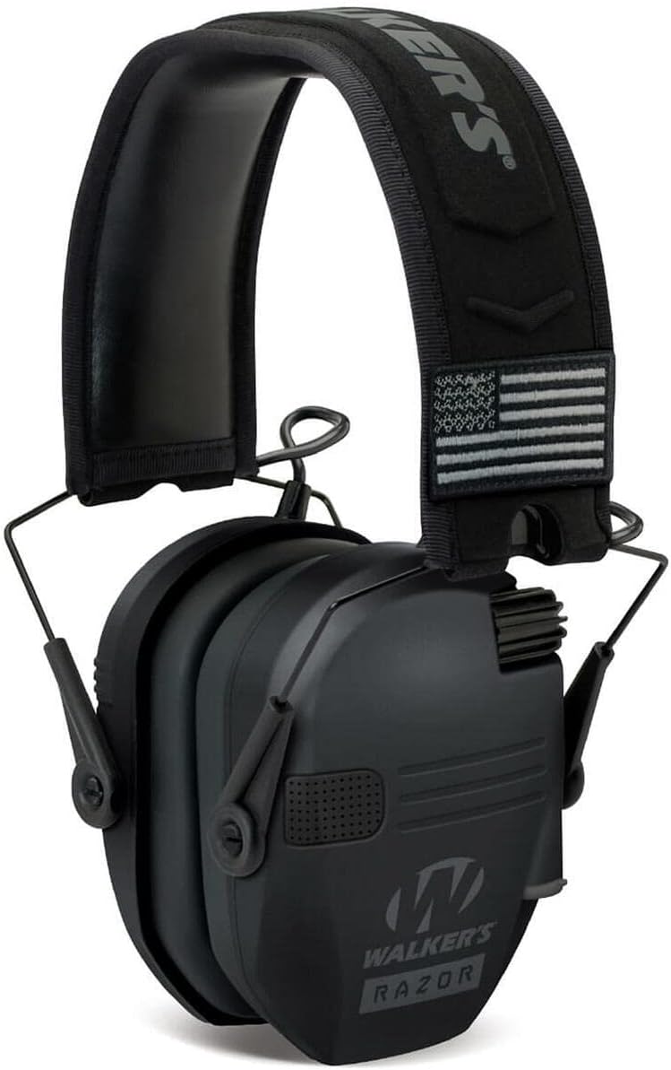 Walker's Razor Slim Earmuffs Black Patriot Black