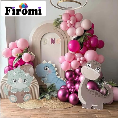 Image of Firomi Metallic Chrome Pink Balloons Set 12-inch 70 pack (with 2 Ribbons)
