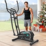 Cowmew Elliptical Cross Trainer, 3-in-1 Elliptical Machine for Home with 16 Resistance Levels, LCD Monitor with Bluetooth App & Device Holder Cross Trainers, Non-Slip Pedal, 130 KG Weight Capacity
