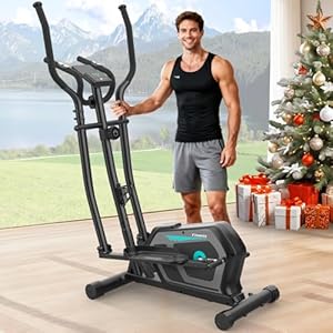 Cowmew Elliptical Cross Trainer, 3-in-1 Elliptical Machine for Home with 16 Resistance Levels, LCD Monitor with Bluetooth App & Device Holder Cross Trainers, Non-Slip Pedal, 130 KG Weight Capacity