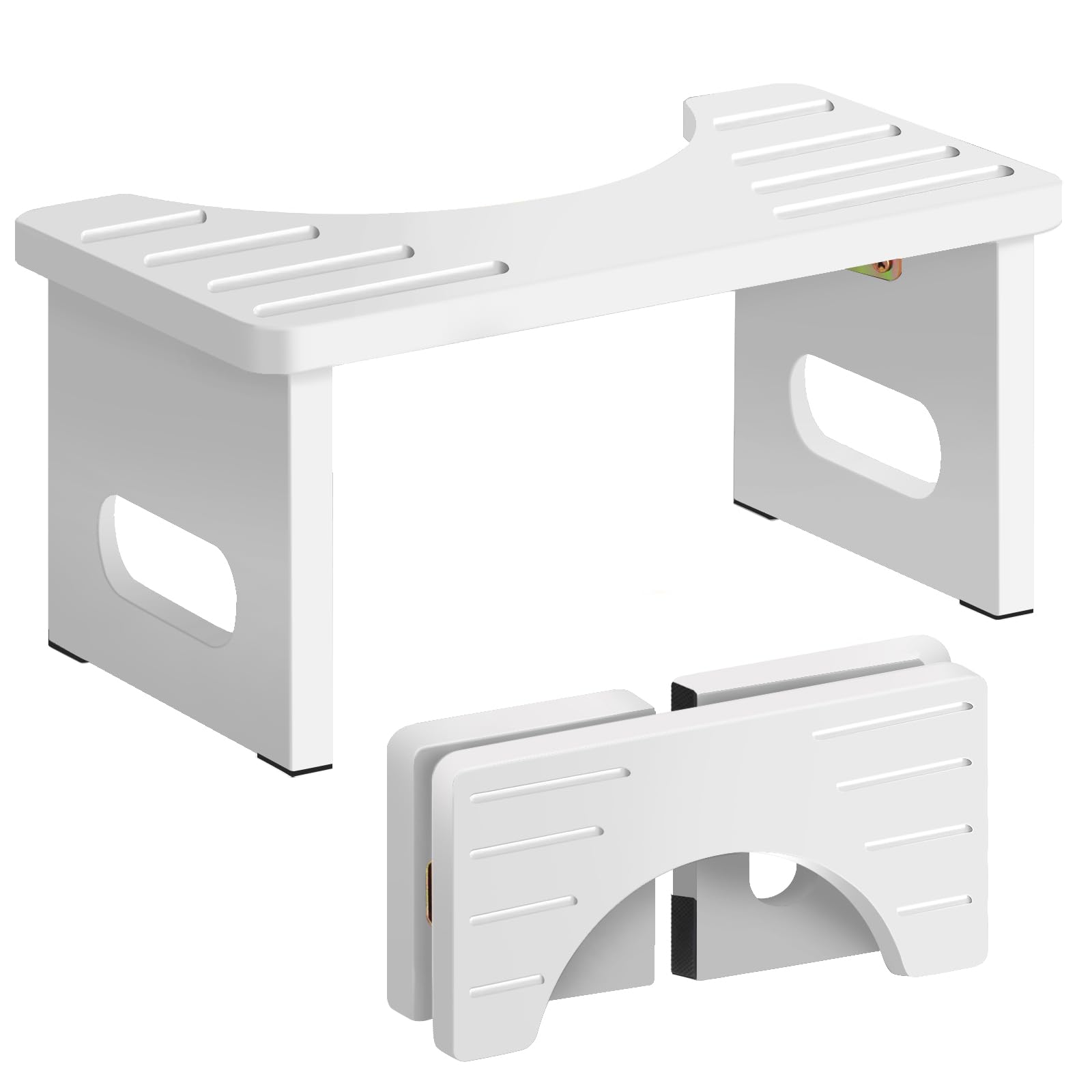 Taburete de inodoro plegable AkoaDa, reposapiés ergonómico de madera para WC con ángulo de 35°
