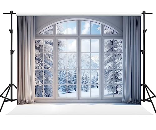 Accessoires de studio photo et vidéo Kate pour décor de Noël avec vue de forêt enneigée 2,4m
