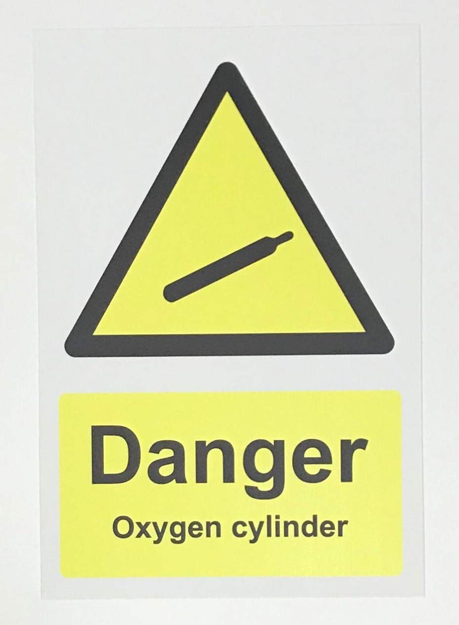 Kpcm Display Ltd Danger Oxygen Cylinder Safety Sign - 3Mm Aluminium Sign 300Mm X 200Mm