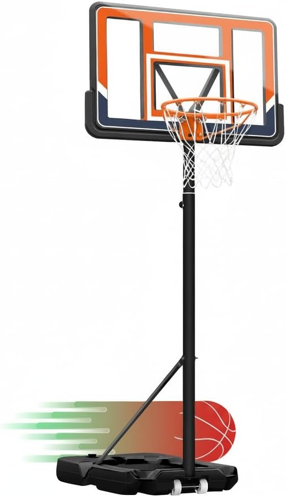WIN.MAX Basketball Hoop Outdoor 3.3-10ft Adjustable Height, 40inch Backboard with Shatterproof Backboard and Larger Base, Portable Basketball Hoop Goal System Youth/Adults in Backyard/Driveway