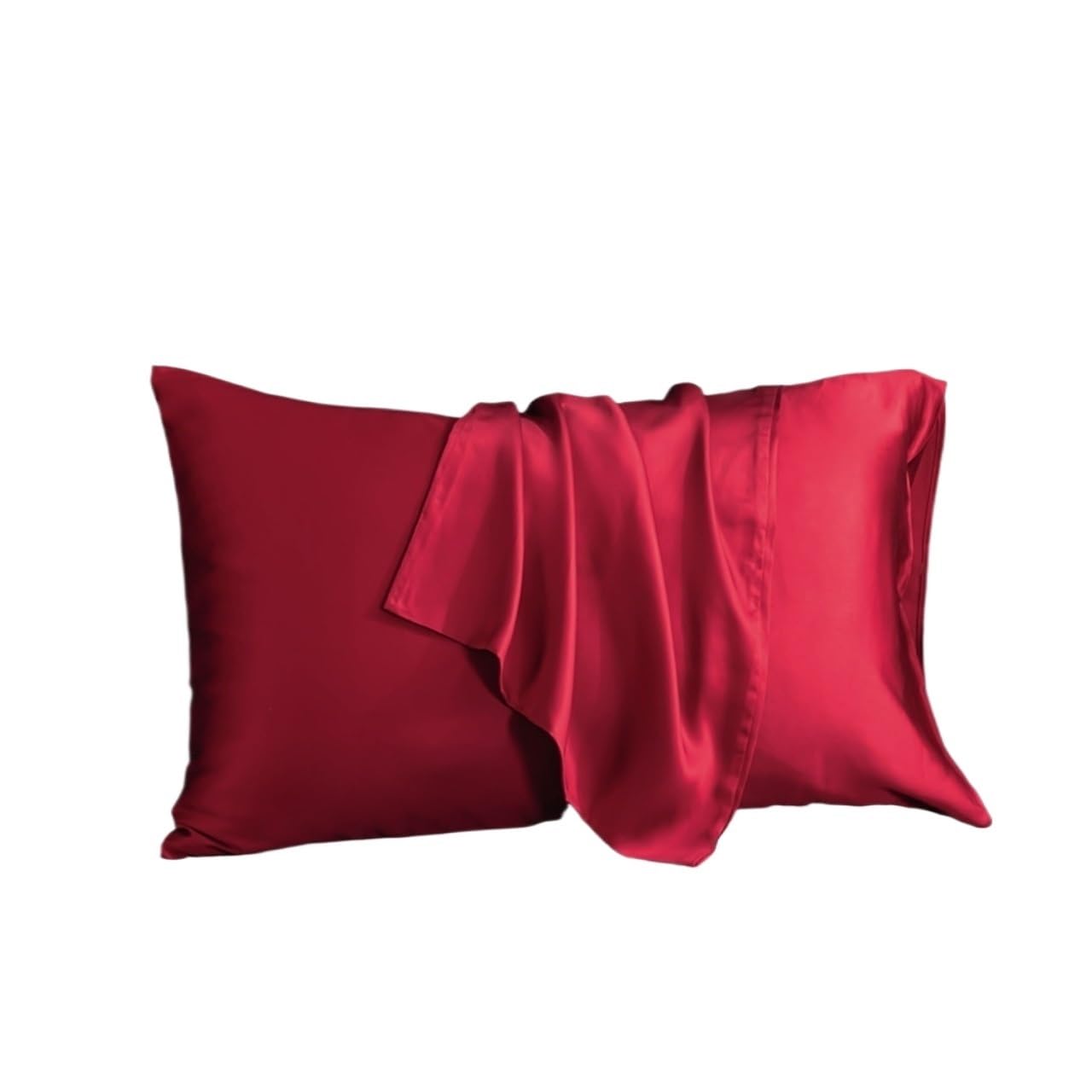 Silk Pillowcase Silk Pillowcase Pillowcase Cover Solid Color Envelope Cover Pillow 70x70 Sleeping Pillow Cover(Red,51x76cm 2pcs)
