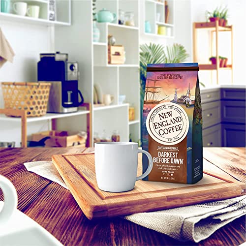 Image of New England Coffee Darkest Before Dawn Dark Roast Ground Coffee, 10oz Bag (Pack of 3)