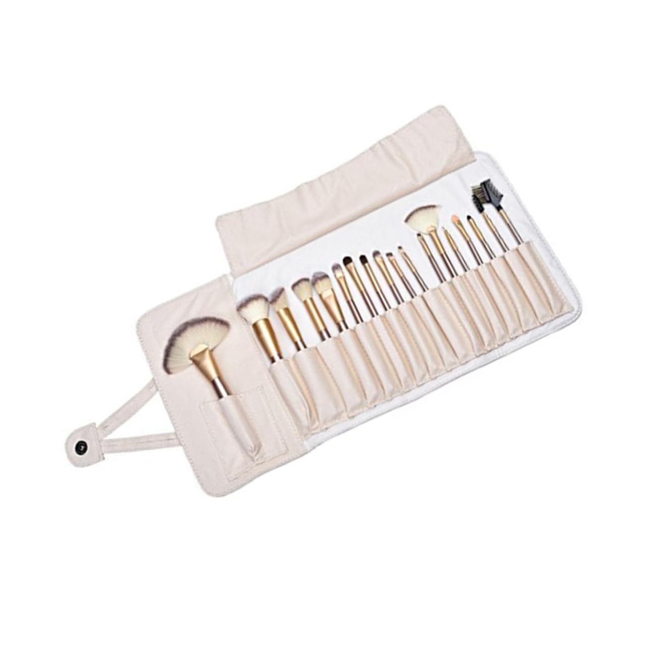 Set Pennelli 24 Pezzi con Manico in Legno e Custodia Pu | Set Professionale per Viso e Occhi, Set Completo, Pratico da Viaggio e Facile da Riporre