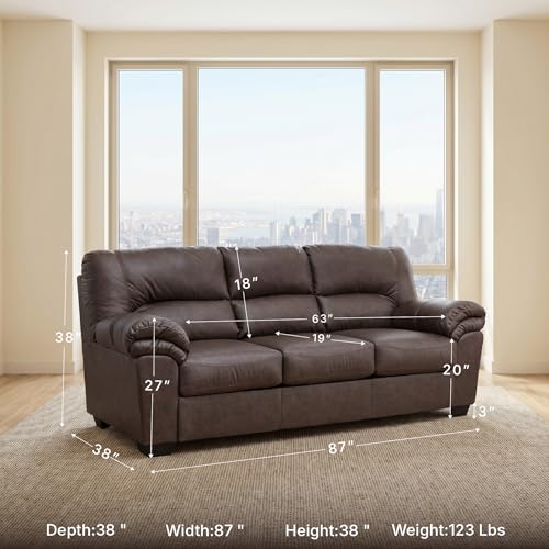 Image of Signature Design by Ashley Faux Leather Living Room Sofa, Umber