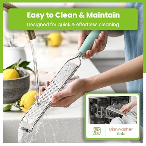 Image of Spring Chef Stainless Steel Lemon Zester - Garlic & Ginger Grater - Mint