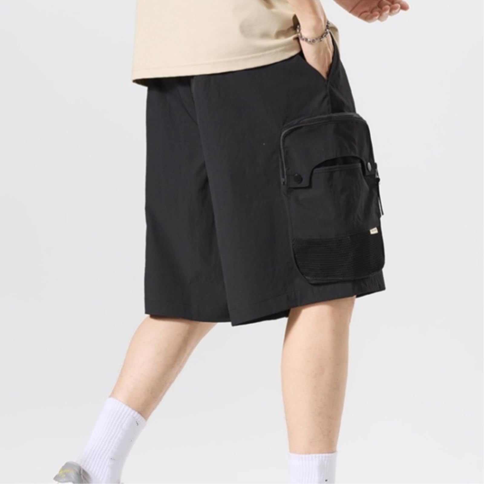 Pantaloncini Palestra Uomo Pantaloncini dal Taglio Dritto E Rilassato con Tasche Cargo E Coulisse in Vita, Perfetti per Viaggi E Weekend
