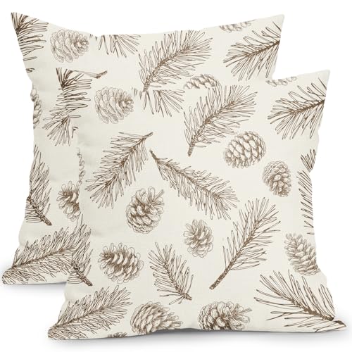 ABSOP Winter Pinecone Pillow Covers 18 x 18 Inch...
