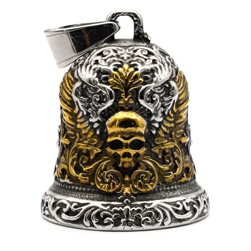 Image of Royal King Lion Head Guardian Motorcycle Bell with Hanger for Biker,Good Luck Keychain & Motorcycle Accessories