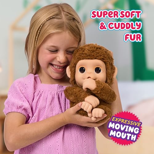 Little Live Pets My Baby Monkey Interaktiver Spielzeugaffe Mango kichert, frisst, nuckelt am Daumen, mit über 50 Geräuschen und Reaktionen für Kinder ab 4 Jahren.