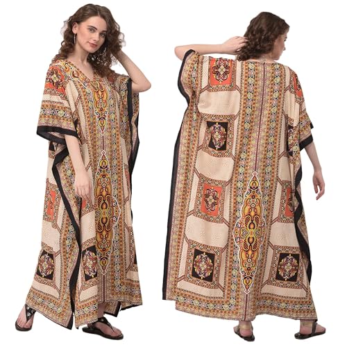 Image of Oussum Women Kaftan Plus Size Polyester Summer Lightweight Caftan Swimsuit Cover Ups Maxi African Mumu Lounge House Dress