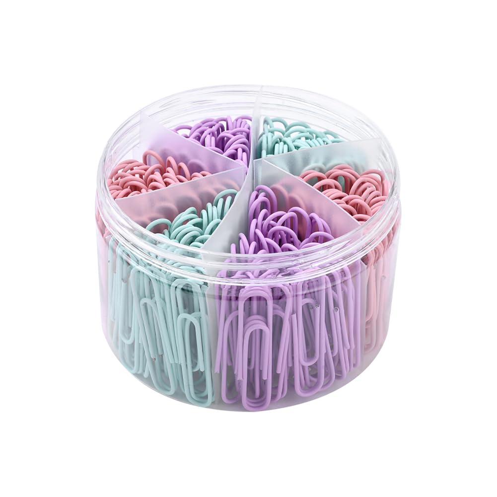 JIHUOO 300 Pcs Metal Colored Paper Clips Large Pastel Paper Clips Document Organizing Paper Clips Decorative Bookmark Paper Clips Cute School Paper Clips